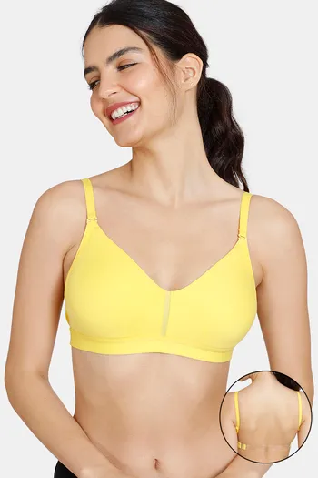 Buy Zivame Beautiful Basics Double Layered Non Wired 3/4th Coverage Backless Bra - Maize