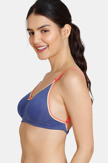 Buy Zivame Desi Kitsch Double Layered Non Wired 3/4th Coverage Backless Bra  - Sodalite Blue at Rs.323 online