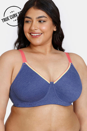 Buy ZIvame True Curv Desi Kitsch Double Layered Wired Full Coverage  Minimiser Bra - Sodalite Blue at Rs.406 online