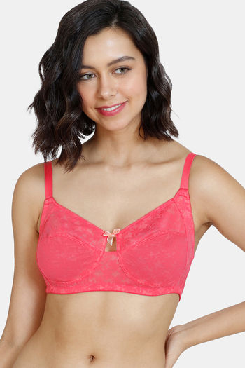 Buy Zivame Beautiful Neckline Sheer Mesh High Coverage Bra with Broad Power  Mesh Wings(172094-White-40DD) at