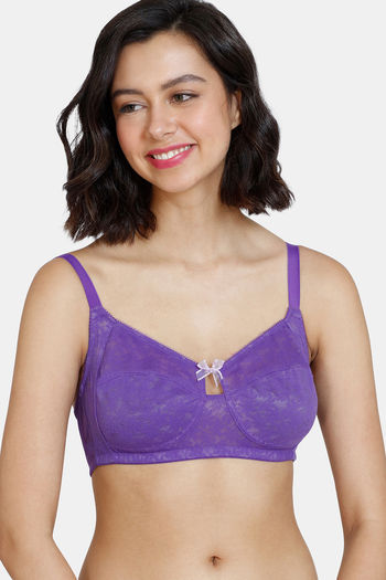 Buy Zivame Wildberry Fling Double Layered Non Wired 3/4th Coverage Bra - Royal Purple