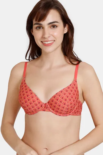 Buy Zivame Zellij Dreams Padded Wired Medium Coverage T-Shirt Bra - Spiced Coral
