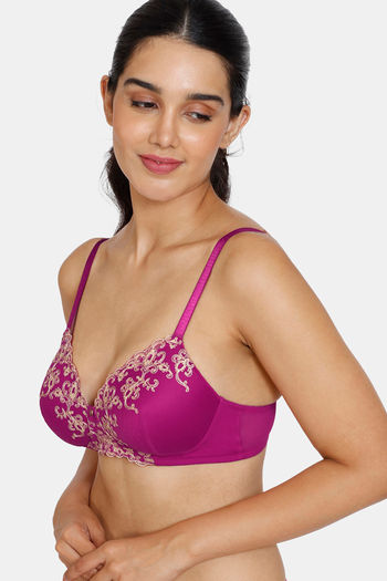 Buy Zivame Desert Rose Padded Non Wired 3/4th Coverage Lace Bra