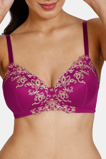 Buy Zivame Desert Rose Padded Non Wired 3/4th Coverage Lace Bra