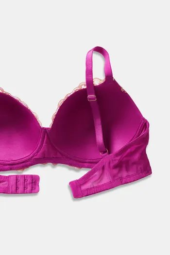 Buy Zivame Desert Rose Padded Non Wired 3/4Th Coverage Lace Bra With  Hipster Panty - Festival Fuchsia at Rs.876 online