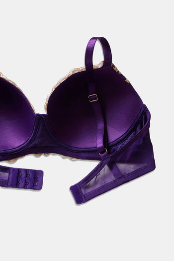 Buy Zivame Desert Rose Padded Non Wired 3/4th Coverage Lace Bra - Violet  Indigo at Rs.673 online