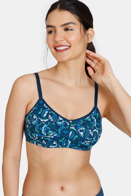 Buy Zivame Embossed Mesh Padded 3/4Th Coverage Wired Strapless Bra Crystal  Seas - Blue online