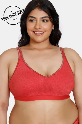 Buy Zivame True Curv Double Layered Non Wired Full Coverage Minimiser Bra -  Red Online