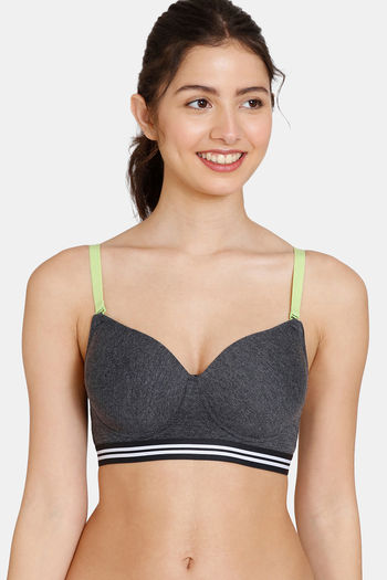 Buy Zivame Padded Non Wired 3/4th Coverage T-Shirt Bra - Anthracite at  Rs.907 online
