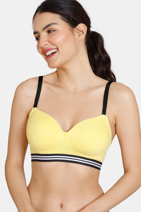 Buy Zivame Beautiful Basics Padded Non Wired 3/4th Coverage T-Shirt Bra -  Maize at Rs.450 online