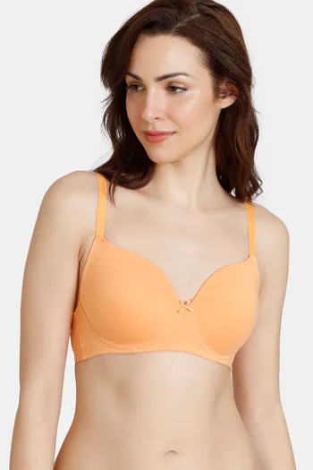 Buy Aura Padded Non-wired 3/4th Cup Everyday Wear Full coverage Bralette -  Orange Online