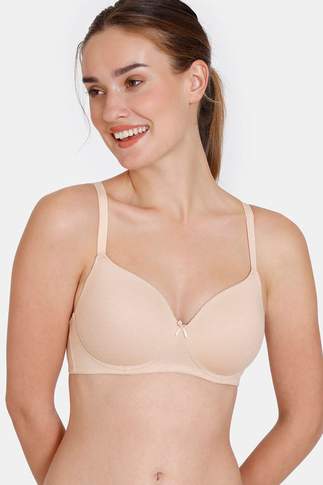 Buy Zivame Beautiful Basics Padded Non Wired 3/4th Coverage T-Shirt Bra -  Toasted Almond at Rs.382 online