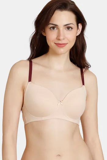 Buy Zivame Beautiful Basics Padded Non Wired 3/4th Coverage T-Shirt Bra - Toasted Almond