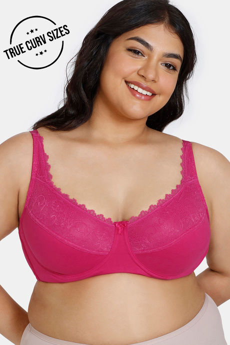 Zivame True Curv Beautiful Basics Double Layered Wired 3/4th Coverage Minimiser Bra - Cerise