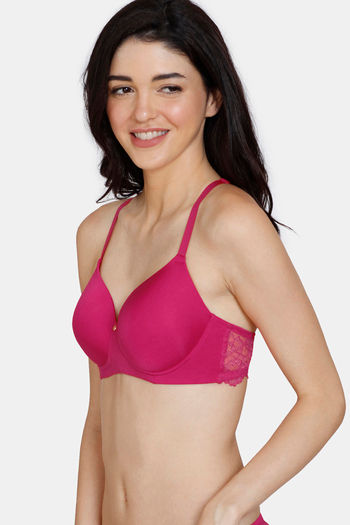 Buy Zivame Delicate Summer Lace Demi Coverage Bra-Pink at Rs.895 online