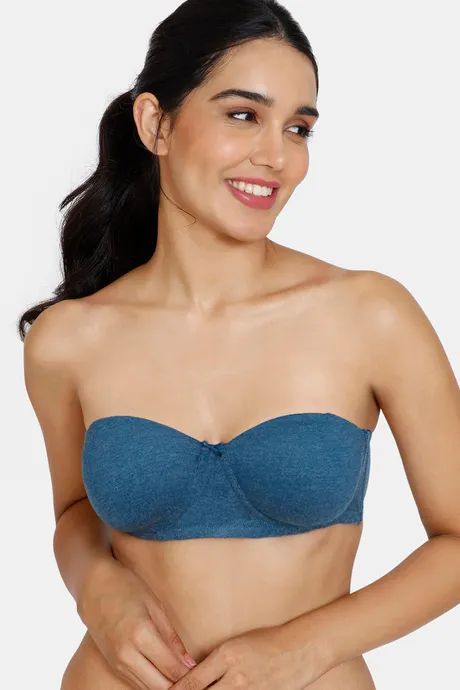 Buy Zivame Beautiful Basics Padded Wired 3/4th Coverage Strapless Bra -  Gibraltar Sea at Rs.895 online