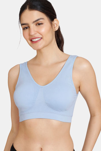 Buy Zivame Beautiful Basics Double Layered Non Wired Full Coverage Bralette - Blue