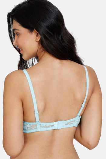 Buy Zivame Beautiful Basics Padded Non Wired 3/4th Coverage Lace Bra -  Tanager Turquoise at Rs.448 online