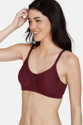 Buy Rosaline Rerooted Simplicity Padded Non Wired 3/4th Coverage Lace Bra -  Fiery Red at Rs.439 online
