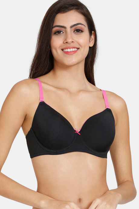 Buy Zivame Beautiful Basics Padded Wired 3/4th Coverage T-Shirt Bra -  Anthracite at Rs.500 online