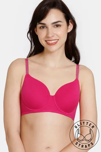 Buy Zivame Glitter Strap Beautiful Basics Padded Wired 3/4th Coverage  T-Shirt Bra - Jazzy at Rs.806 online