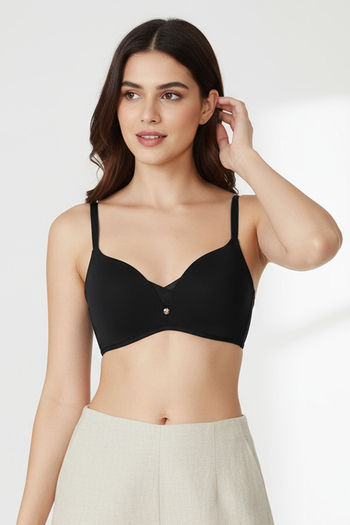Buy Zivame Beautiful Basics Non Wired Medium Coverage Push-Up Bra - Anthracite
