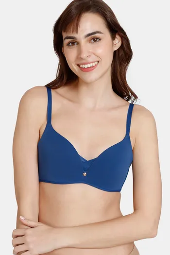 Buy Zivame Women's Polyamide Padded Non-Wired Classic Medium Coverage Push-Up  Bra (ZI110QFASH0BLUE0032A_Blue_32A) at