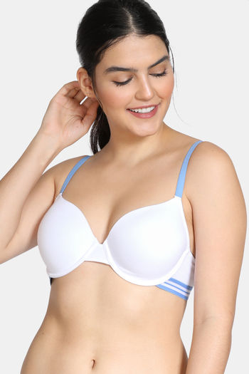 Buy Zivame Sporty Twist Push Up Wired Medium Coverage Bra White