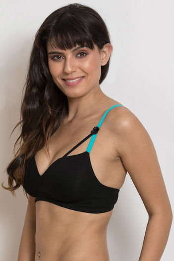 Zivame Padded Non Wired 3/4th Coverage Bra - Black