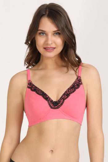 Buy Zivame Double Layered Non Wired 3/4th Coverage Bra - Pink