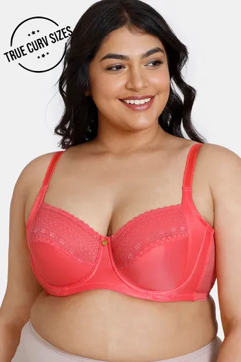 Buy Zivame True Curv Tuscan Romance Double Layered Wired 3/4th Coverage Super Support Bra - Peach