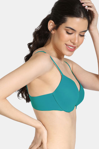 Buy Zivame Padded Non Wired 3/4th Coverage T-Shirt Bra - Biscay Bay at  Rs.594 online