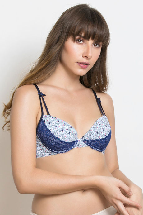 Buy Zivame Blue & White Printed Underwired Lightly Padded T Shirt Bra - Bra  for Women 2309941