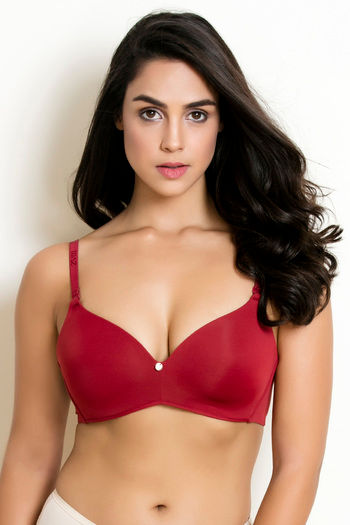 Buy Zivame Padded Non Wired 3/4th Coverage T-Shirt Bra - Sundried Tomato