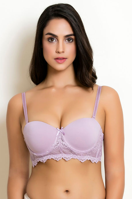 Buy Zivame Luxe Lace Push-Up Wired Medium Coverage Strapless Bra - Lavender  at Rs.605 online