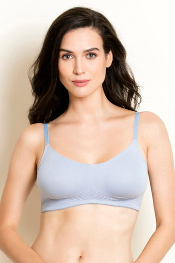 Buy Zivame True Curv Double Layered Non Wired 3/4th Coverage Sag Lift Bra - Brunnera Blue