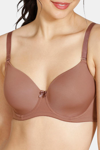 Buy Zivame Padded Wired 3/4th Coverage T-Shirt Bra - Nutmeg at Rs.500 online