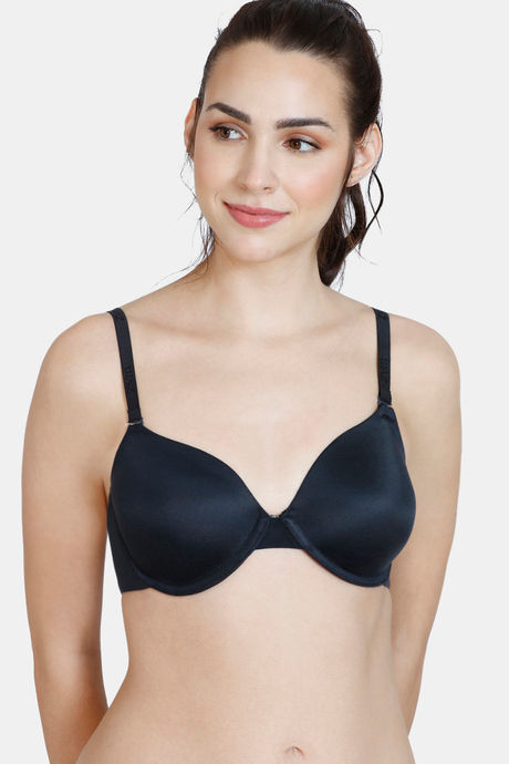 Zivame Padded Non Wired 3/4th Coverage T-Shirt Bra - Black