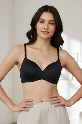 Buy Zivame At Work Padded Non Wired 3/4Th Coverage T-Shirt Bra - Black