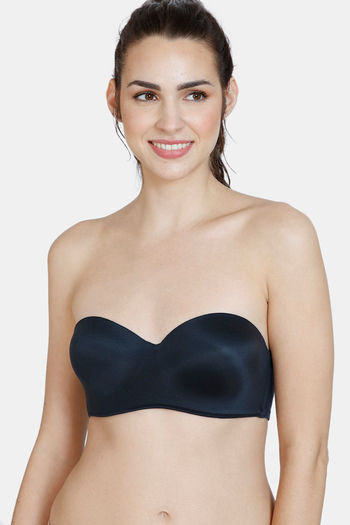 Buy Zivame At Work Padded Wired 3/4th Coverage Strapless Bra - Black