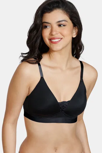 Buy Zivame Beautiful Basics Padded Non Wired 3/4Th Coverage T-Shirt Bra - Black