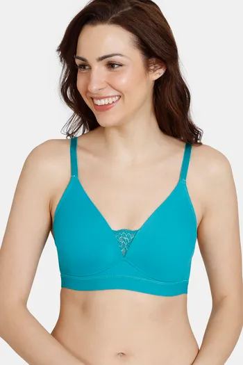 Buy Zivame Beautiful Basics Padded Non Wired 3/4th Coverage T-Shirt Bra - Deep Peacock Blue