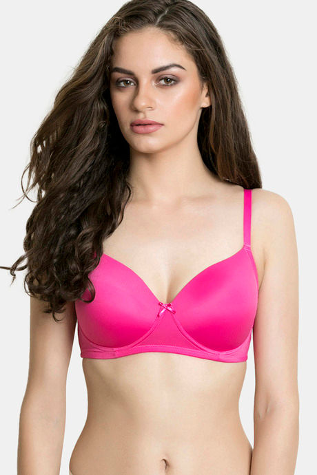 Buy Zivame Beautiful Basics Padded Non Wired 3/4th Coverage T-Shirt Bra -  Fuchsia Purple at Rs.995 online