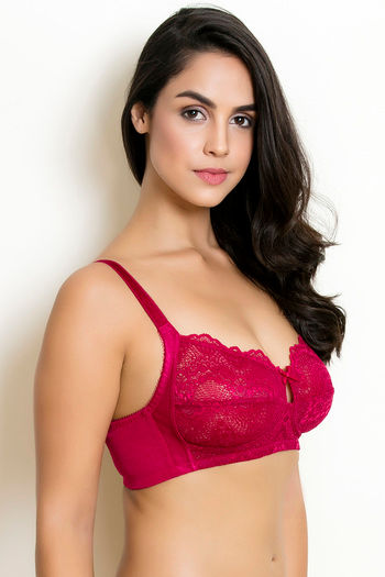 Buy Souminie Double Layered Non-Wired Full Coverage Minimiser Bra - Red at  Rs.315 online