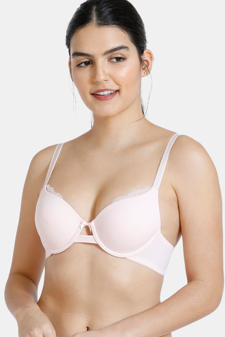 Buy Zivame Delicate Summer Lace Demi Coverage Bra-Pink at Rs.895