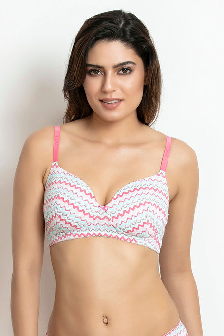 Buy Zivame Padded Non Wired 3/4th Coverage T-Shirt Bra - Wave Pt at Rs.254  online
