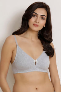 Buy Zivame Double Layered Non Wired 3/4th Coverage Bra-Grey Melange