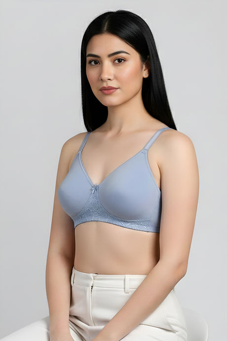Zivame Beautiful Basics Double Layered Non Wired 3/4th Coverage T-Shirt Bra - Blue Blizzard