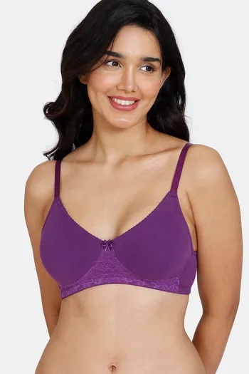 Buy Zivame Beautiful Basics Double Layered Non Wired 3/4th Coverage T-Shirt Bra - Imperial Purple