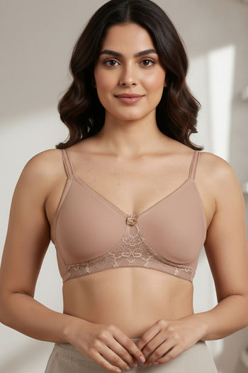 Buy Zivame Beautiful Basics Double Layered Non Wired 3/4Th Coverage T-Shirt Bra - Skin
